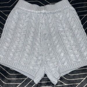 Topshop Light Gray Cable Knit Women Shorts